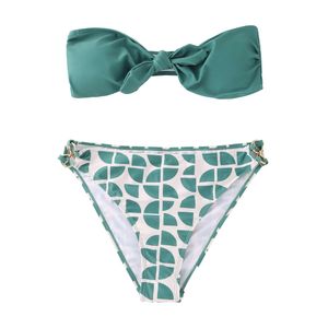 Neue europäische und amerikanische Mode Badeanzug Split Bikini Set für Frauen Badebekleidung Grüne Blumenstufe sexy Bikini Set