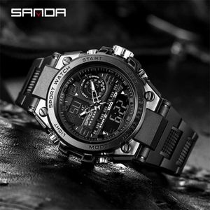 Sanda G Style Men Digital Watchショックミリタリースポーツウォッチデュアルディスプレイ防水電子腕時計Relogio Masculino 220208 253J