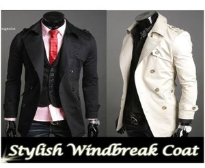 2016 Novo jaqueta de casaco coreano da moda Men slim clássico clássico duplo casaco de lã Windbreaker 4 tamanhos 2 cores 9629988