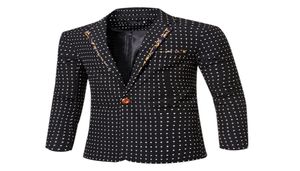 Mens Ny ankomst Autumn Winter Business Dress Blazers Jackor Rockar Dot Pattern Casual Slim Fit Male Blazers Suits Tops2254358