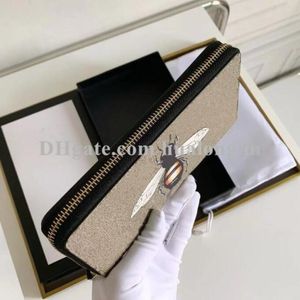 Hochqualität Ladies Long Wallets Frau Wallet Leder Original Box Card Hold Frauen Geldbeutel Reißverschluss Schlange Tiger Biene Wolf 239l