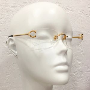 Frames Vintage Rectangle Eyeglasses Eyewear Rimless Gold Frame Clear Lenses Mens Glasses Optical Gold Frame Fashion Sunglasses Frames Eye