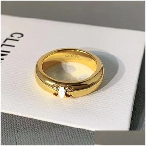 Band Rings New French Fashionable Light Luxury Vegetable Ring Triumphal Arch Index Finger Simple And Advanced Sense Mens Womens Drop D Otsjx