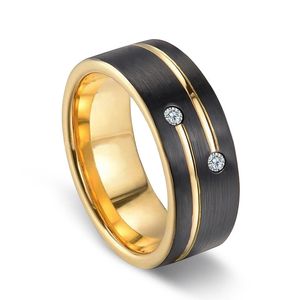 Luxury Diamond Groove Ring Band Black Gold Mens Rings Designer Jewelry charm gift design