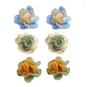 Stud Earrings Beautiful Fabric Flower Needle Fashionable Piercing Ear Rings Charm 634D