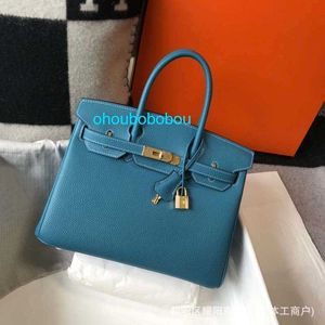 Bk Genuine Leather Handbag New Bag Genuine Leather Bag Original Calfskin Litchi Pattern Handheld Womens Bag have logo OHTD