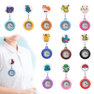 Charms Pok E Seg 72 Relógios de bolso de clipe FOB Hang Medicine Relógio para enfermeira com estojo Sile no relógio de enfermagem Broche Quartz Movemen otfeh