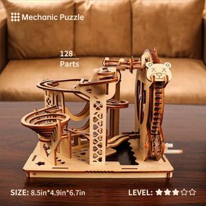 Outros brinquedos 3D Puzzle de madeira Diy Marble Running Desktop Decoration Craft Popular Toy Building Block Set Gift Youth Birthday Gift S5178