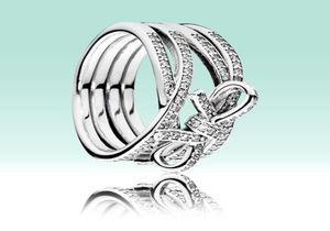 Designer de luxo 925 Sterling Silver Wedding Rings Set para anel de bowknot anel para mulheres garotas de joalheria de joias com box3104425
