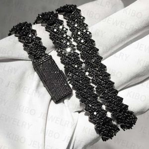 Чистые ювелирные ожерелья Custom VVS 12 мм Iced Out Sier Black Moissanite Кубинская цепь для мужчин для мужчин