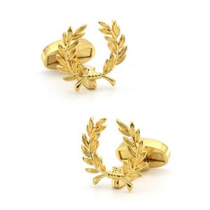 Cuff Links Mens designer brand cufflinks with golden wheat ear design and high-quality brass cufflinks for free delivery
