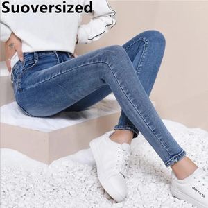Kvinnors jeans överdimensionerade 25-34 Spring Fall Pencil For Women Slim Korean Stretch Skinny Vaqueros High midje Casual Vintage Pantalones