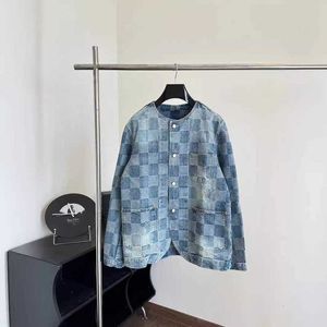 남자 재킷 디자이너 브랜드 2024 New L Family Mosaic Contrast Checkerboard Denim Jacket Coat Trendy Buyer 버전 1v57