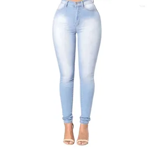 Frauen Jeans Frauen dünne schlanke Denim -Lange Bleistifthose 2024 Modehosen hohe Taille Jean für weibliche Himmelblau