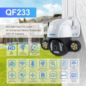 ESCAM QF233 3MP CAMERA IP WiFi Visione notturna a colori per esterni onvif Rilevamento del movimento della telecamera impermeabile impermeabile