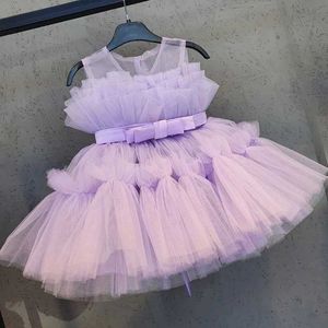 Mädchenkleider Säuglingsbogen Geburtstag Babykleid Kostüme Blume Tüll Prinzessin Party Hochzeitskleid für Baby Erst Kommunionkleid