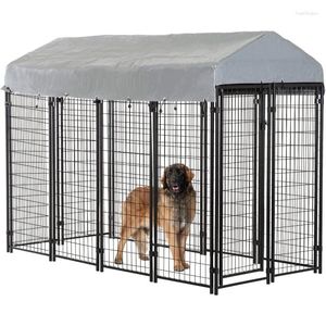 Dog Apparel 8 X 4 6 Ft Kennel Outdoor Pen Playpen House Heavy Duty Crate Metal Galvanized Welded Pet Animal Camping Cage Fence