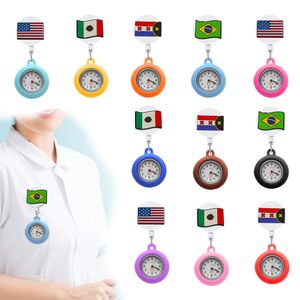 Armbanduhr National Flag Clip Pocket Watches Krankenschwester Uhr Brosche FOB mit gebrauchter Handverengung Digital Clock Geschenkannadel-On-Drop-Deli Oth2y