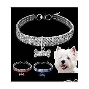 Hundhalsar kopplar bling katt krage strass benjusterbart halsband lyxiga kattunge valp husdjur bälten tillbehör för droppleverans dhd3q