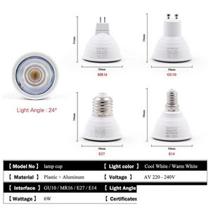 Led Bulbs Spot Light E27 E14 Gu10 Gu5.3 7W Mr16 Lamp 24 Beam Angle Spotlight Bbs For Downlight Table Drop Delivery Lights Lighting Tub Dhbs5