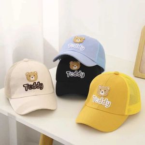 CAPS HATS Embroiled Bear Baseball Hat Childrens Baseball Hat Spring/Summer Solid Sunhat Boys and Girls Mesh Snap Cap Childrens Hip Hop Fishing Hat WX