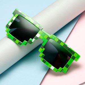 Cartoon Vintage 8 bit Pixel Novelty Mosaic Cospla Goggles My World Glasses Children Sunglasses Baby Boys Gift L2405