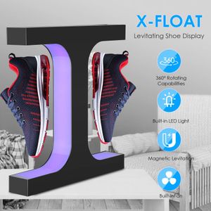 Double Headed Shoe Display Magnetic Levitating Sneaker Rack With Colorful Lights 360 Degree Rotation Remote Controlled 240508