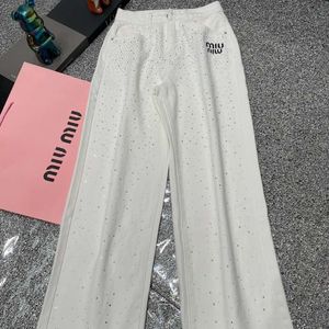 Dżinsowe dżinsy MM Family 24ss Heavy Hot Diamond Craft Białe proste spodnie nóg