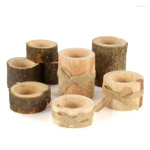 Candle Holders Rustic Wooden Candlestick Holder Chirstmas Wedding Party Table Decoration Mini Plant Flower Pot Home Garden Accessories