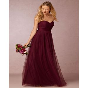 Burgundy Nedime Elbiseleri Yumuşak Tül Uzun Nedime Gowns Sweetheart uzun artı boyutu nedime elbisesi kraliyet mavi sarı siyah 261i