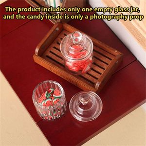 1:12 Dollhouse Miniature Candy Jar Tiny Vial Storage Bottle With Lid Model Kitchen Accessories For Doll House Decor Kids Toys