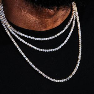 Ny Iced Out Bling Zircon 3mm Tennis Chain Necklace Gold Silver Color Cz Charm Choker Women Man Hip Hop Fashion Jewelry