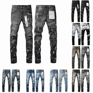 Пурпурные джинсы Мужские джинсовые брюки Дизайнер Жан мужчина высококачественный бренд. Берегнутые черные разорванные байкерскую уличную одежду. Случайные дизайнеры бегут брюки 2d0q