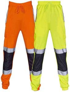 Fashion Men Road Work High Visibility Overalls Casual Pocket Work Casual Trouser Pants Autumn Reflective Trousers H12233345787