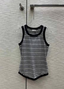 American high-end minimalist towel feeling black and white stripes casual versatile slimming summer tank top for women