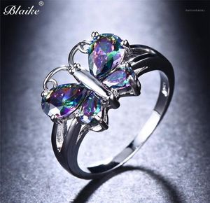 Blaike Multicolor Butterfly Wing Zircon Rings For Women Silver Color Engagement Jewelry Birthstone Valentine Gifts18249163
