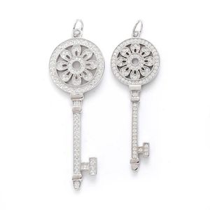 Mode S925 Sterling Keys Petals Key Pendant Halsband med diamanter 100 925 Silverhalsband Alla hjärtans gåva för kvinnor5940250