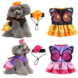 Vestuário de cachorro pet halloween traje de natal gato gato fada de borboleta com roupas de asa destacável Cosplay de vestido de festa