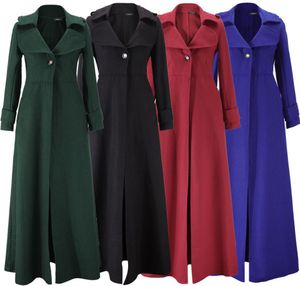 Trench Coats European i amerykański jesienny płaszcz zimowy Women039s Wełniane kobiety wełniane kobiety długie wiatrówki 9723632