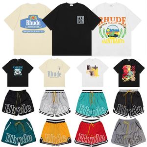 skjorta rhude shorts mens designer t-shirt tee träning för män överdimensionerade t skjortor rhude t-shirt 100%bomull vintage kort ärmstorlek s-xl