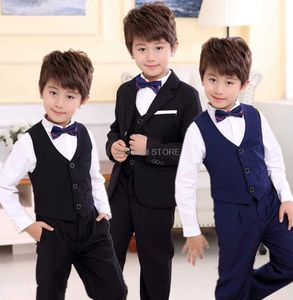 Suits Flower Boys Jacket Vest Pants 3Pcs Suit For Wedding Gentleman Kids Formal Tuxedos Children Performance Party Dress Costume Y240516