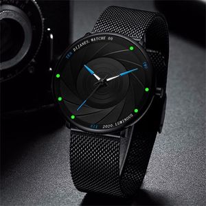 Wristwatches Reloj Hombre Watches Mens 2022 Minimalist Ultra Thin Stainless Steel Mesh Belt Quartz Watch Men Business Clock Relogio Mas 264P