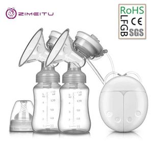 Bröstpumps Dual Electric Breast Pump kraftfull sugkopp USB Electric Breast Pump med babyflaska kall och varm pad Nippl D240517