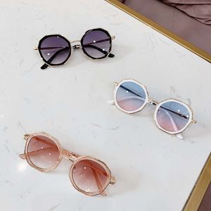 New Boys Girls Vintage Polygon Colored Glasses Children Cute Kids Black Irregular Sunglasses UV400 Gafas De Sol