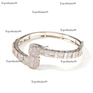 Gold Men Ladies Cubic Zirconia Diamond Baguette Square Bangle Bracelet Opening Size Hiphop Jewelry Original edition