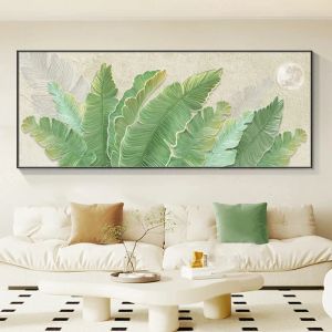 Green Leaf Modern Oil Painting On Canvas Printed Abstract Leaf Poster Wall Art Picture Nordic Living Room Decoration No Frame