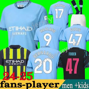 24 25 Haaland Soccer Jerseys Mans städer Final Istanbul Kit Mahrez Grealish de Bruyne Foden Fotbollströjor Män barnsatser 2023 2024 J.Alvarez Bernardo City Uniform