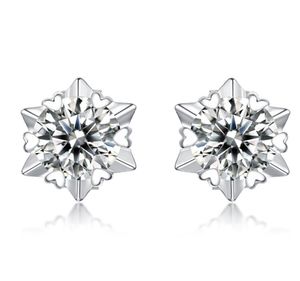 Kar Tanesi Saplama Küpe 925 Gümüş Takı 65mm 10 Karat Diamond Moissanit Küpeler Kadınlar İçin Düğün Hediyesi9201314