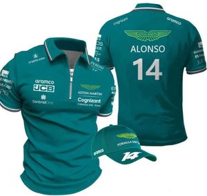 Mens camisetas F1 Aston Martin Polo Polo Espanhol Fernando Alonso 14 Camisas de alta qualidade As roupas de alta qualidade podem ser enviadas do Give Away Hats 113oledf