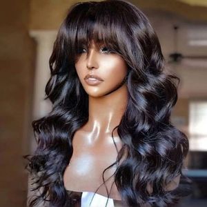 Brasiliansk vigrin Glueless Human Hair Wigs With Baby Hair Wavy för svarta kvinnor